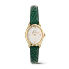 Ophelia Mini Green Lizard White Guilloché Gold